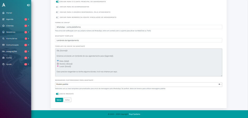 Regra de Notificação para WhatsApp