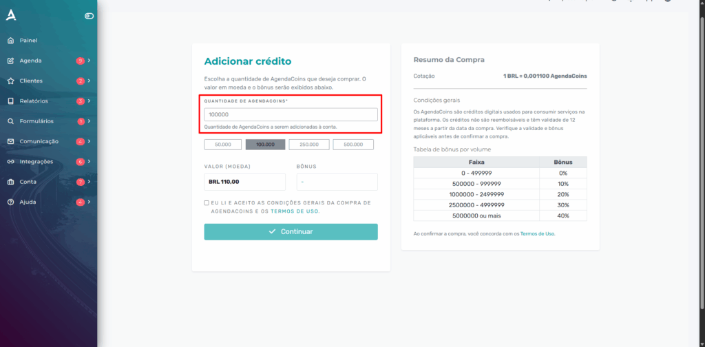Adicionar Créditos